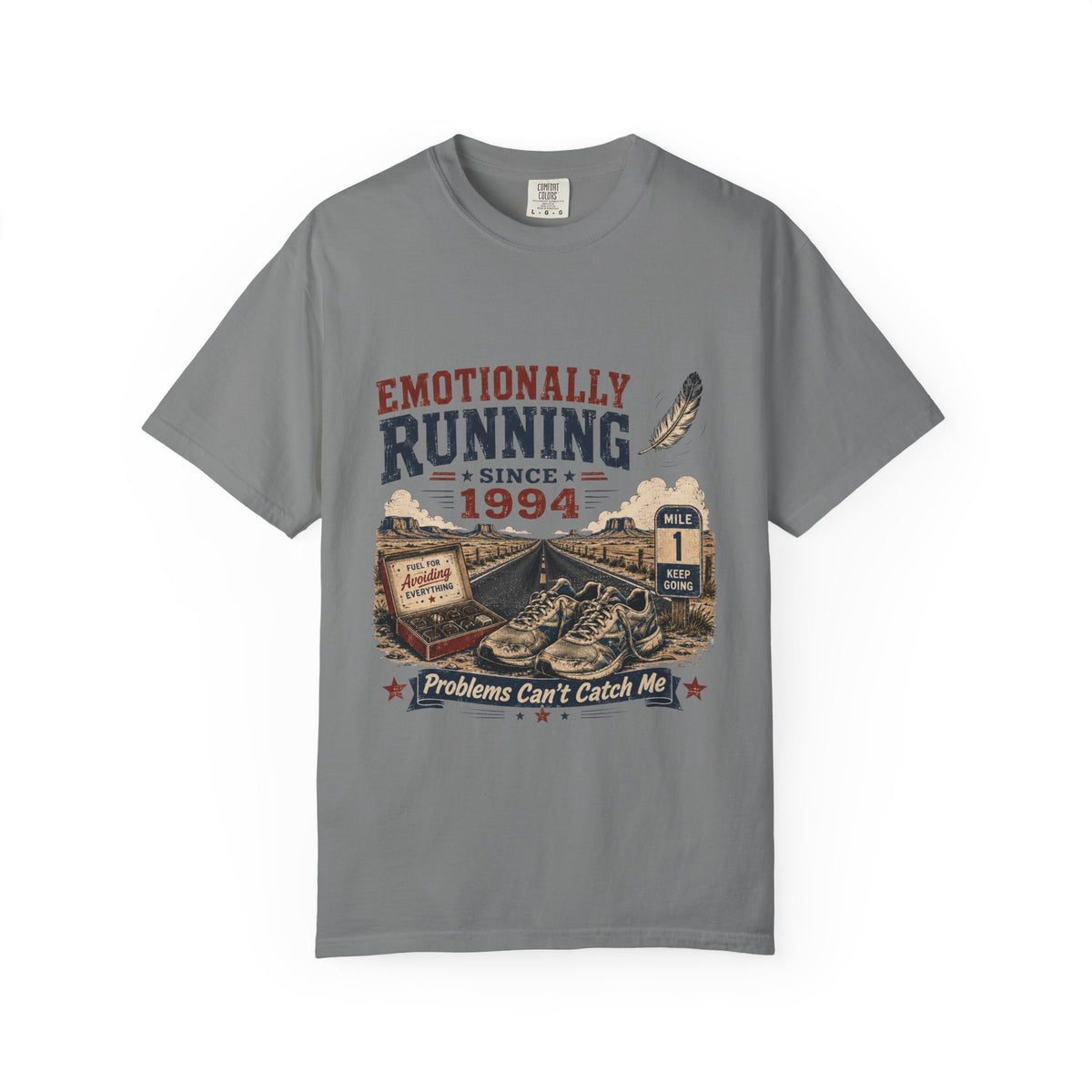 Emotionally Running Since 1994 T-Shirt — Vintage Road Trip Graphic Tee