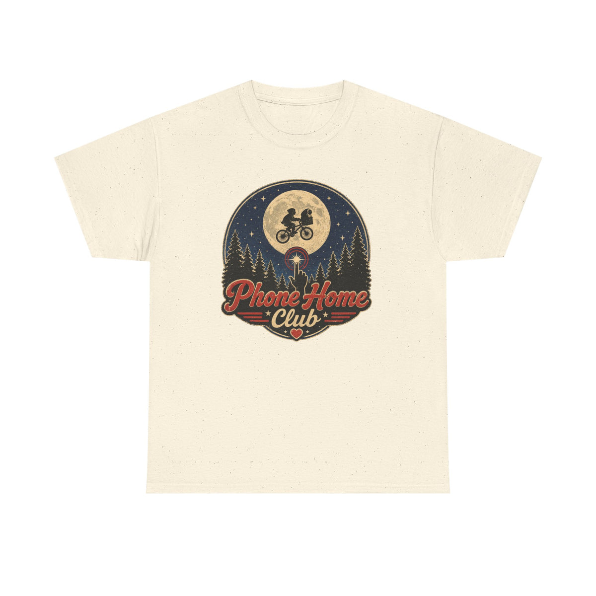 Phone Home Club T-Shirt — Retro Moonlight Bike Ride Graphic Tee