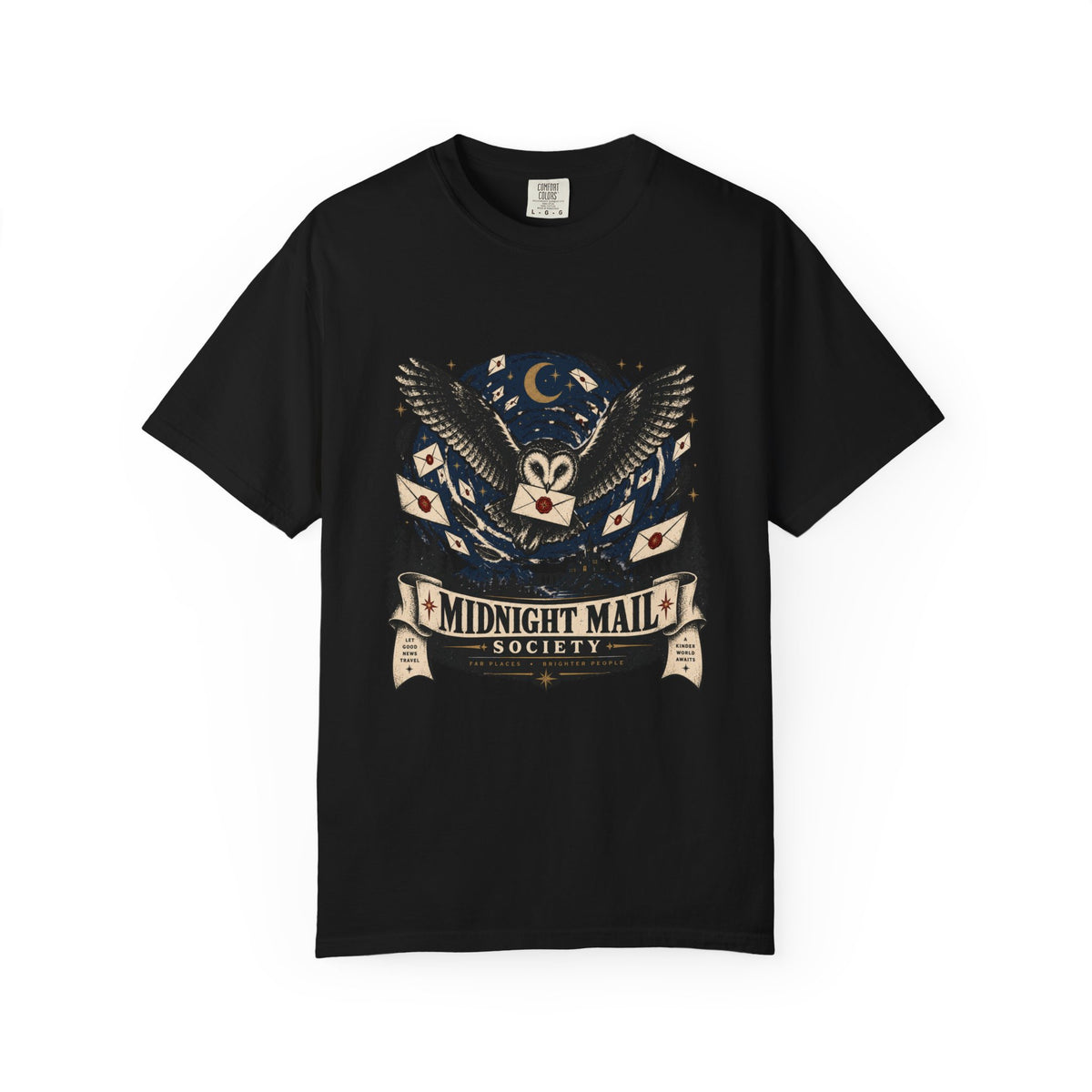 Midnight Mail Society T-Shirt — Vintage Owl Mailman Graphic Tee