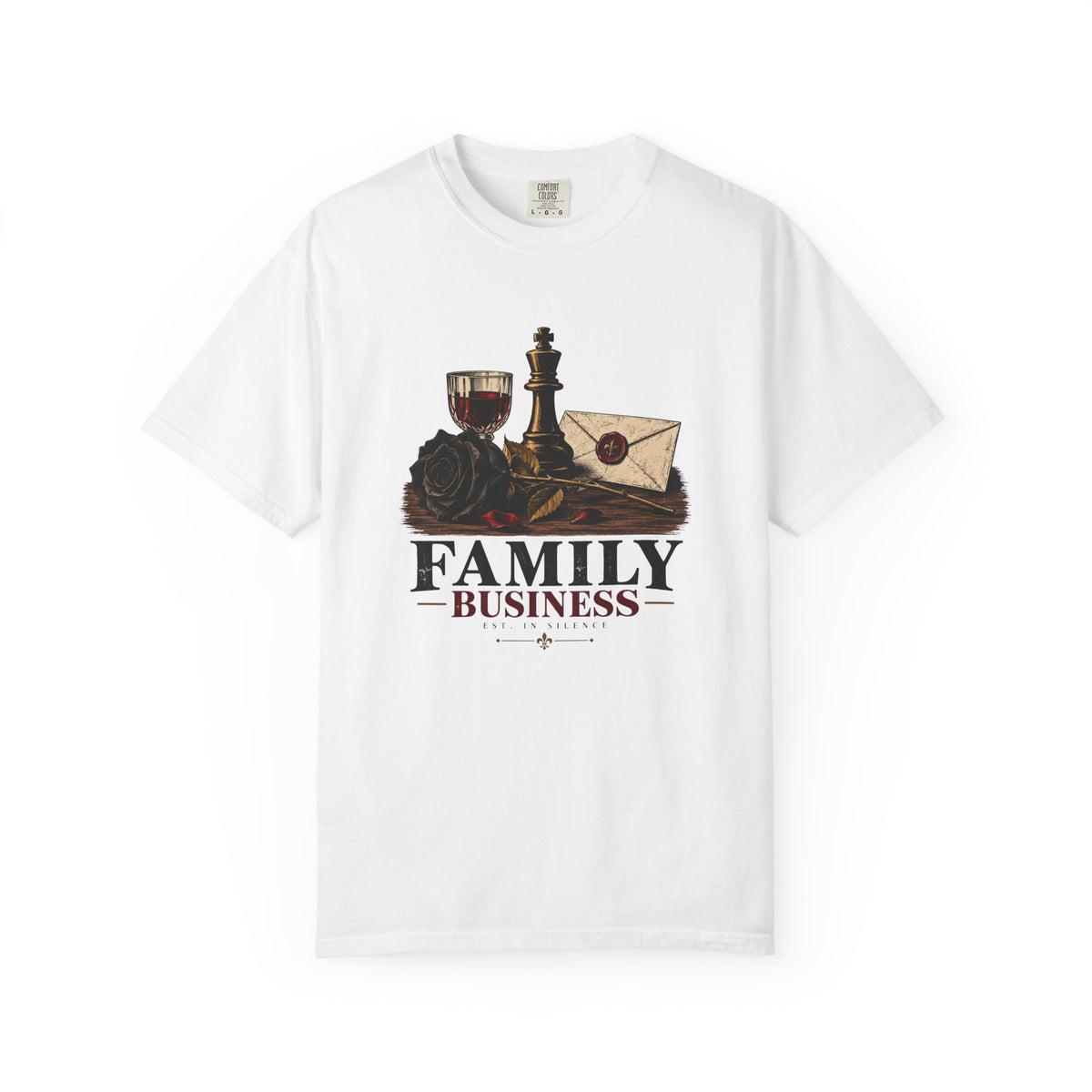 Family Business T-Shirt — Vintage Gothic Chess & Rose Graphic Tee