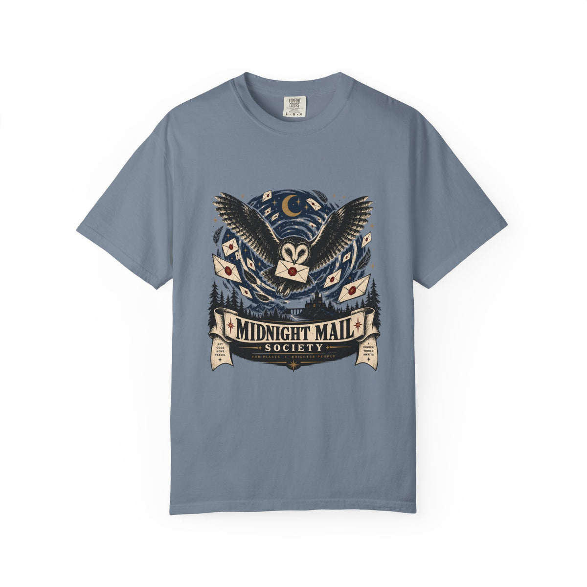 Midnight Mail Society T-Shirt — Vintage Owl Mailman Graphic Tee