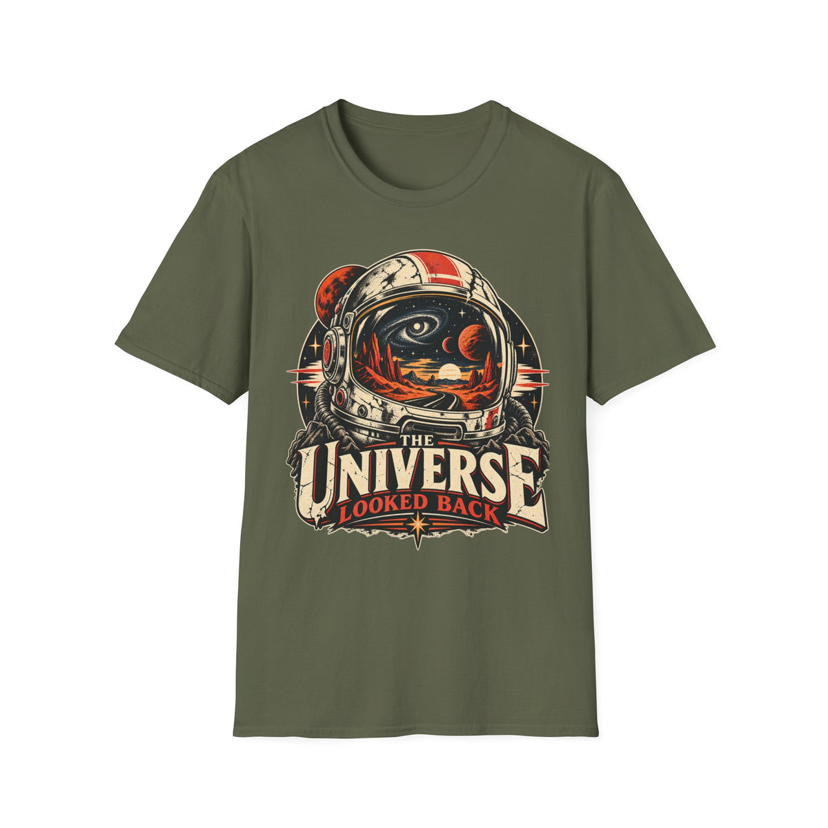 Astronaut Graphic T-Shirt — “The Universe Looked Back” Vintage Space Tee