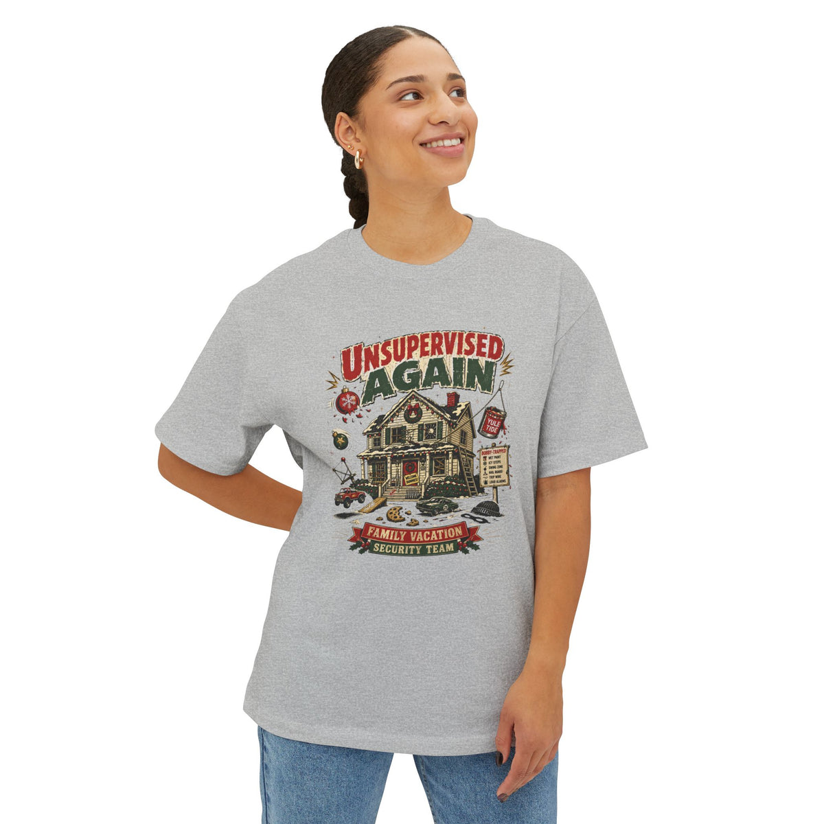 Unsupervised Again Tee — Funny Vacation Cabin Graphic T‑Shirt