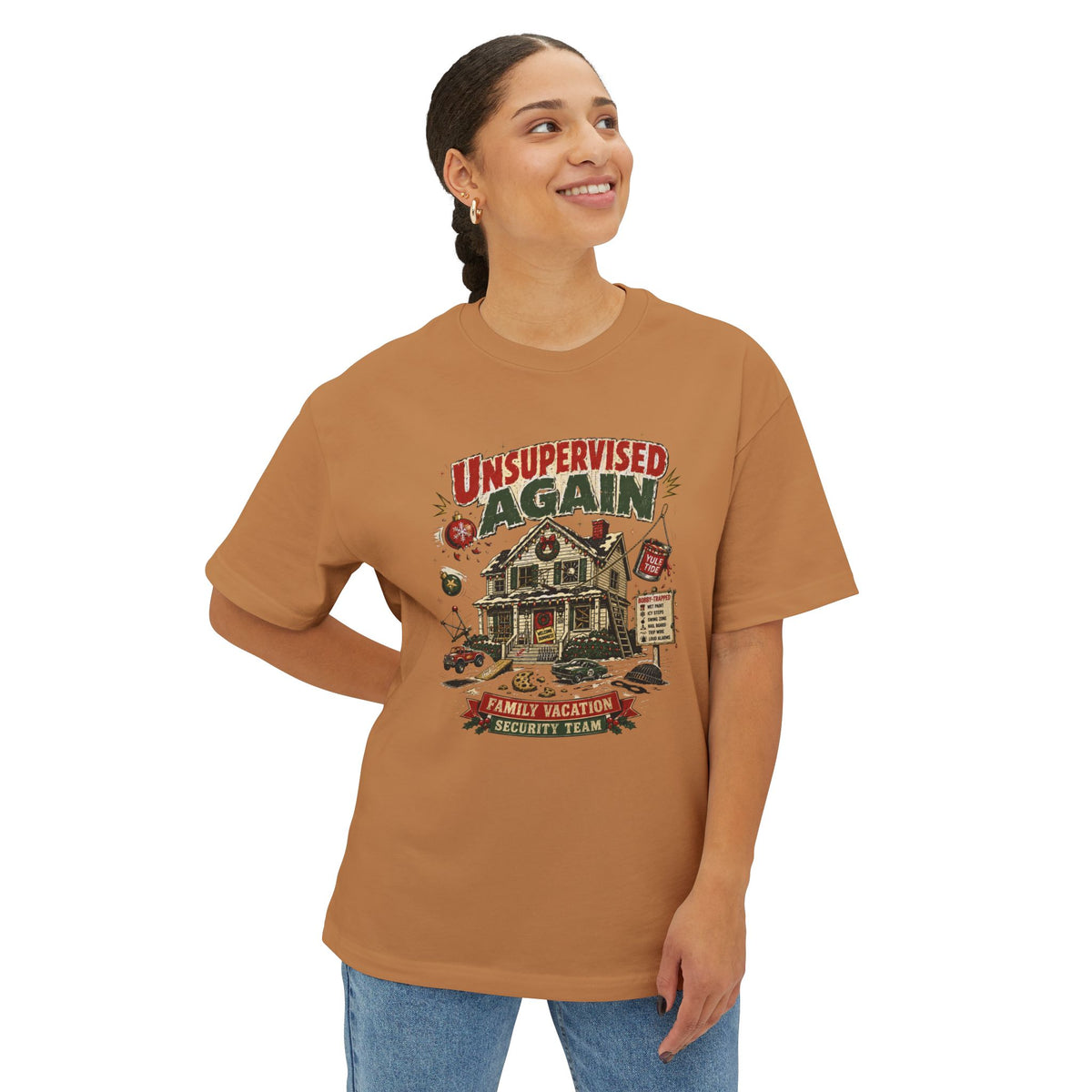Unsupervised Again Tee — Funny Vacation Cabin Graphic T‑Shirt