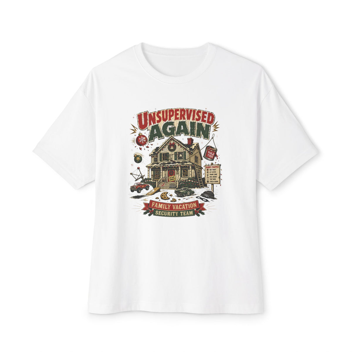 Unsupervised Again Tee — Funny Vacation Cabin Graphic T‑Shirt