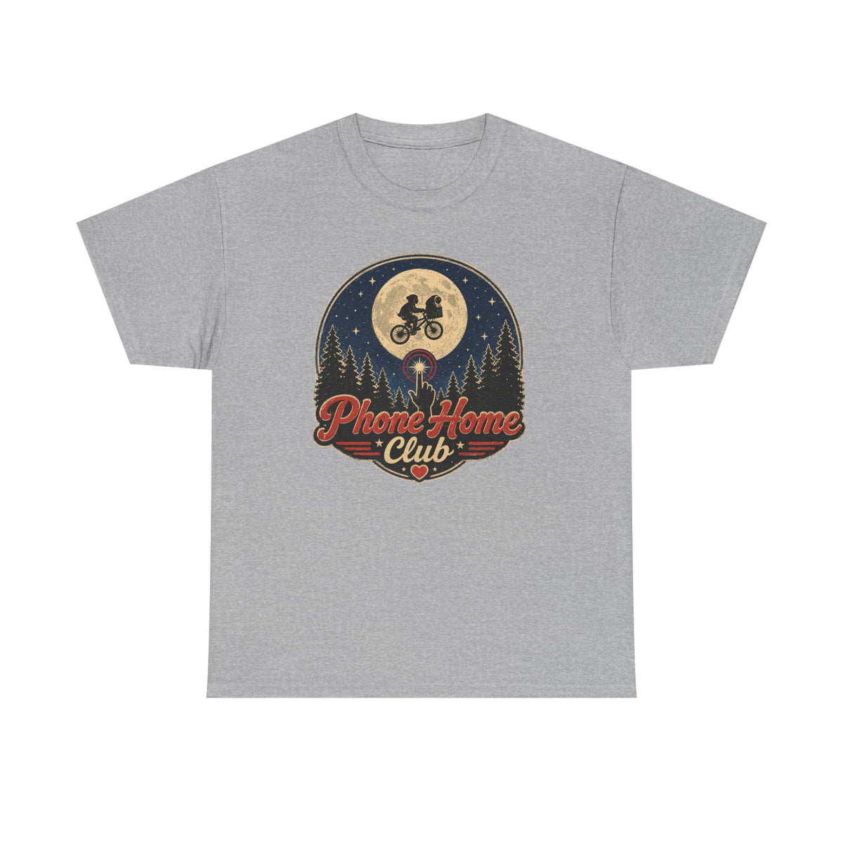 Phone Home Club T-Shirt — Retro Moonlight Bike Ride Graphic Tee