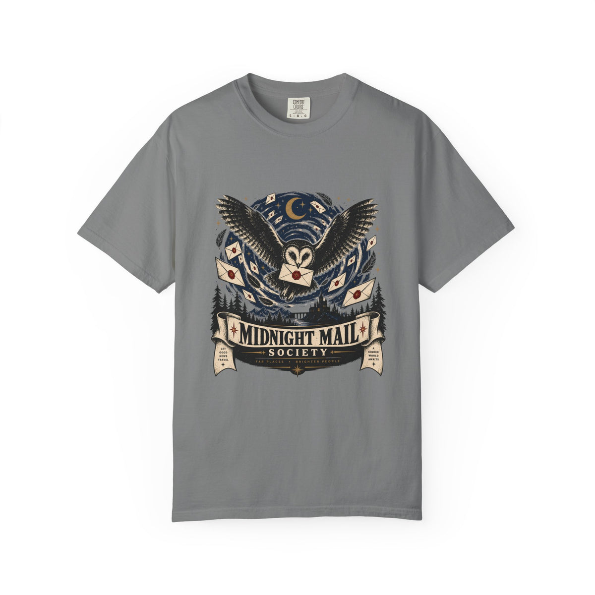 Midnight Mail Society T-Shirt — Vintage Owl Mailman Graphic Tee