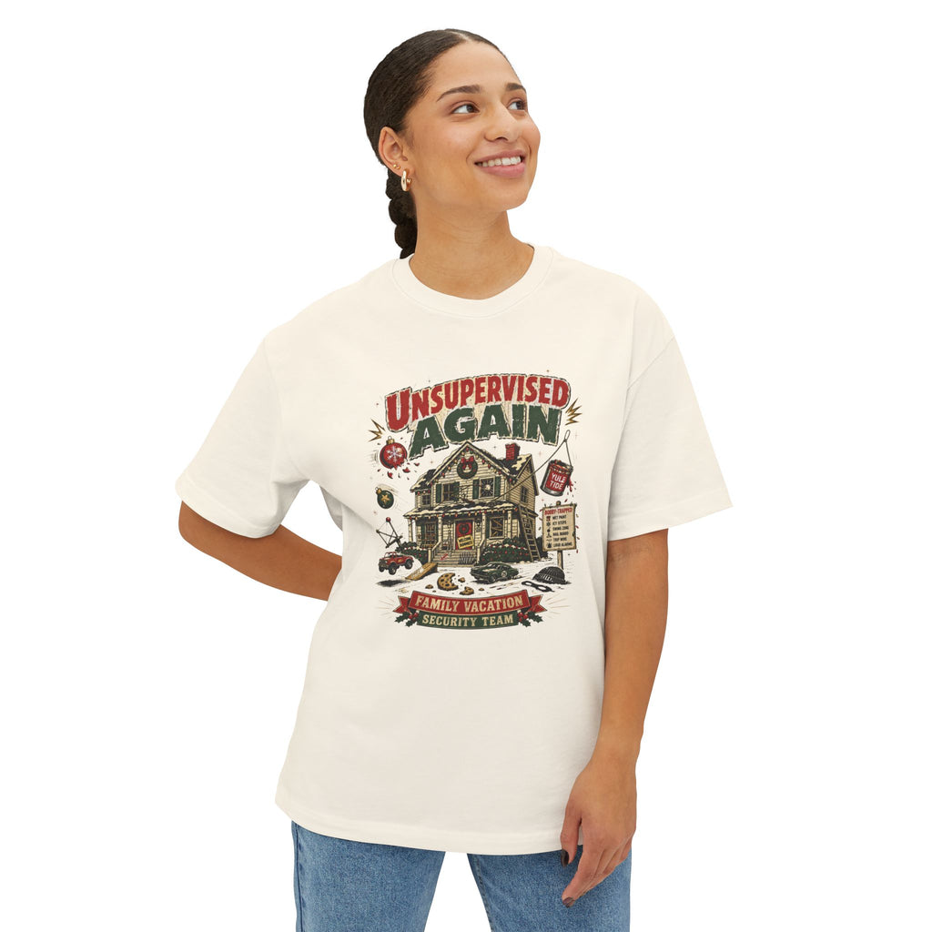 Unsupervised Again Tee — Funny Vacation Cabin Graphic T‑Shirt