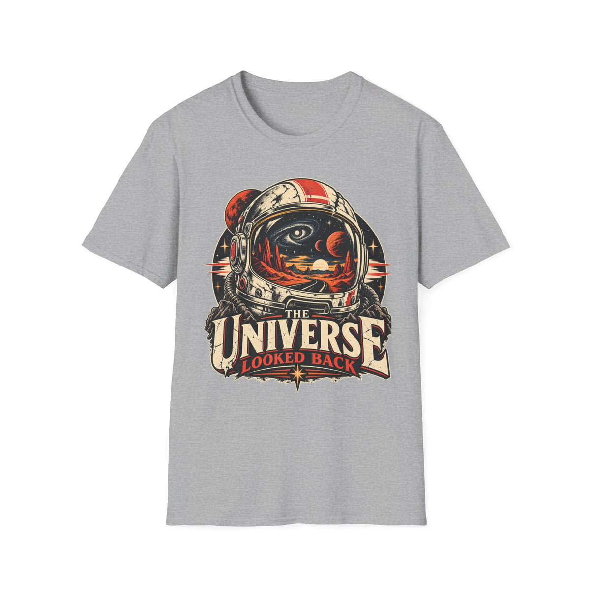 Astronaut Graphic T-Shirt — “The Universe Looked Back” Vintage Space Tee