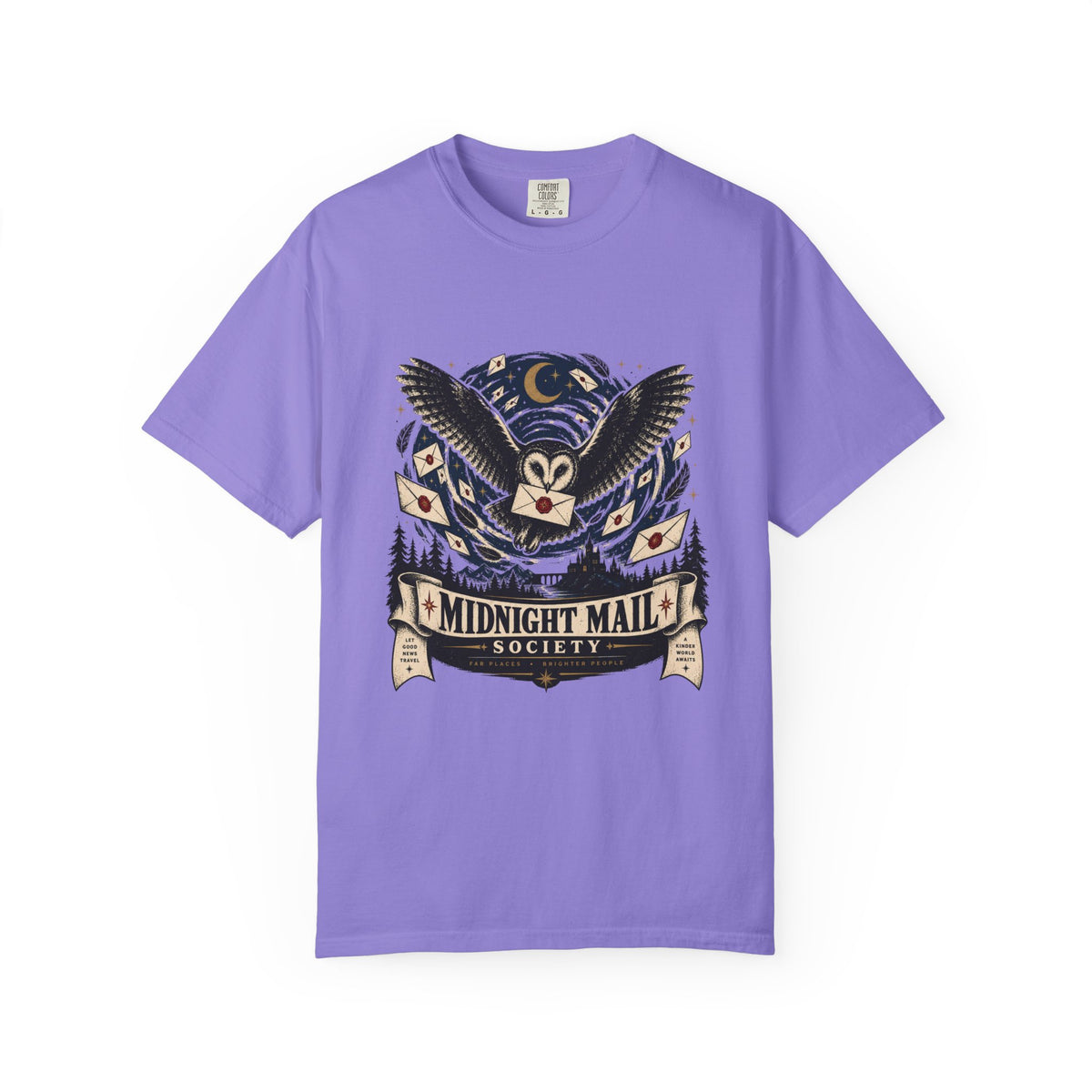 Midnight Mail Society T-Shirt — Vintage Owl Mailman Graphic Tee