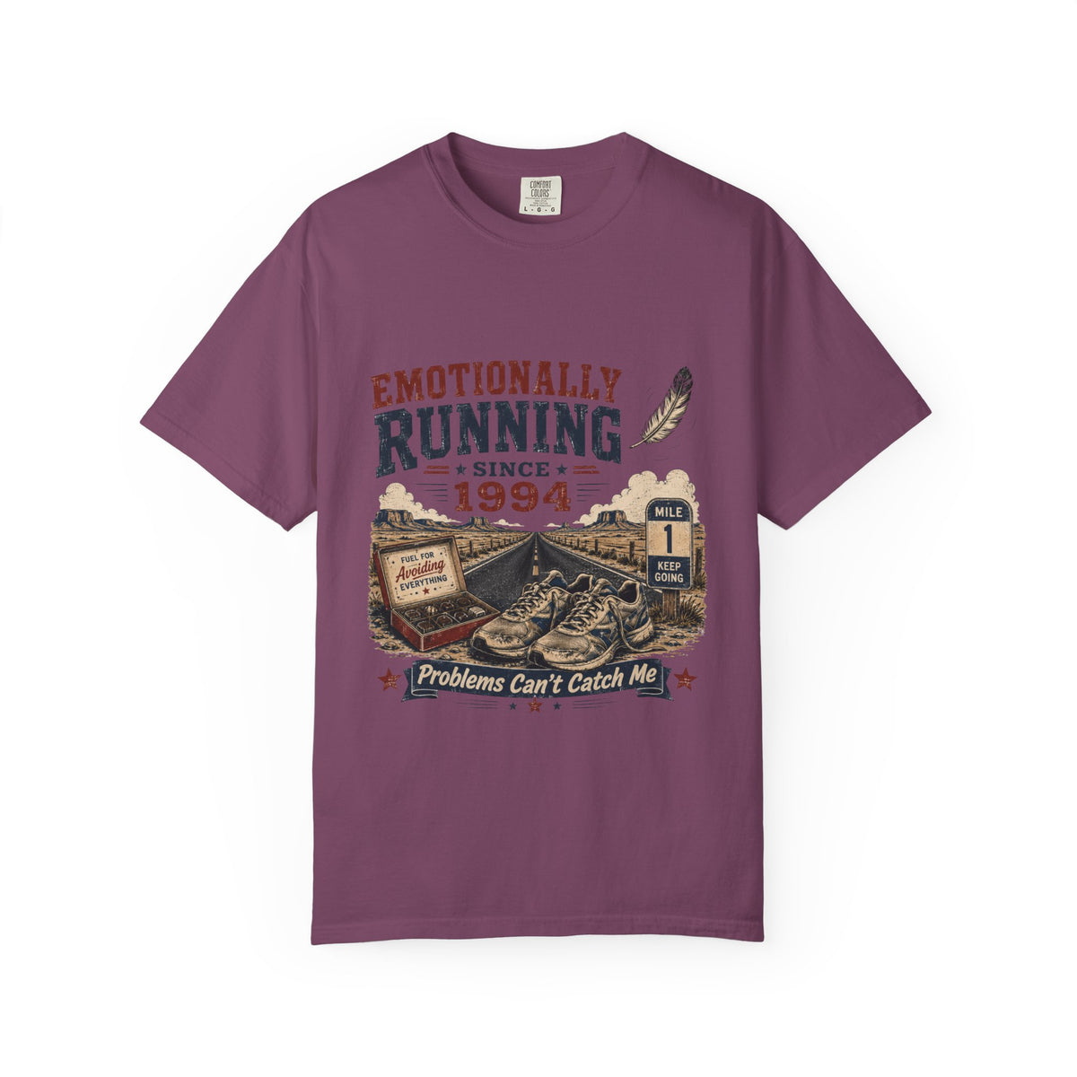 Emotionally Running Since 1994 T-Shirt — Vintage Road Trip Graphic Tee
