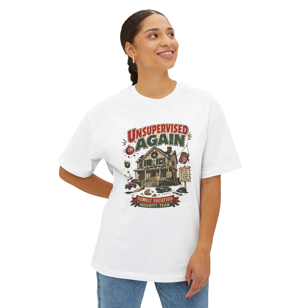 Unsupervised Again Tee — Funny Vacation Cabin Graphic T‑Shirt