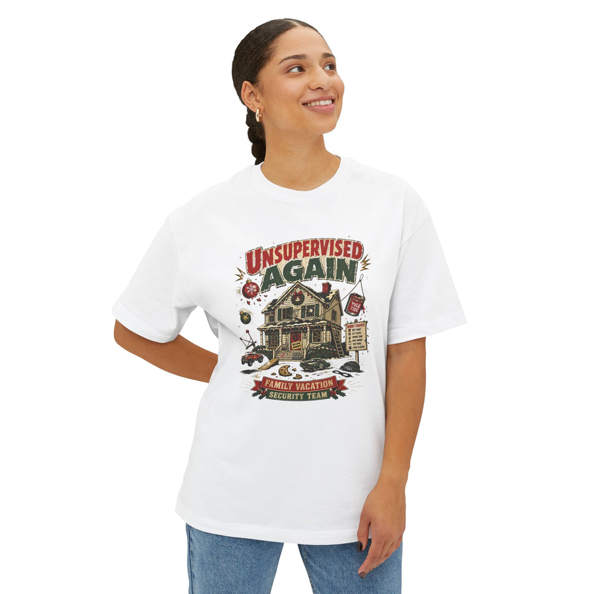 Unsupervised Again Tee — Funny Vacation Cabin Graphic T‑Shirt