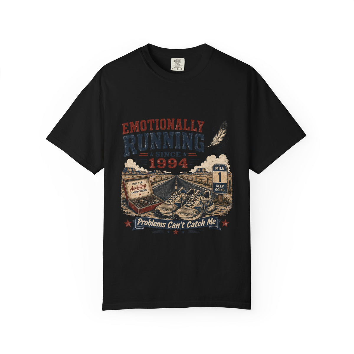 Emotionally Running Since 1994 T-Shirt — Vintage Road Trip Graphic Tee