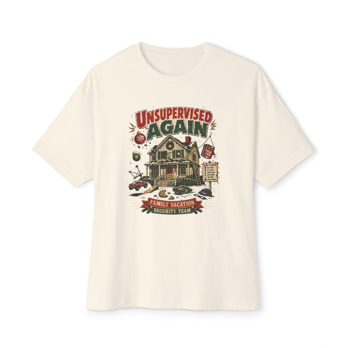 Unsupervised Again Tee — Funny Vacation Cabin Graphic T‑Shirt