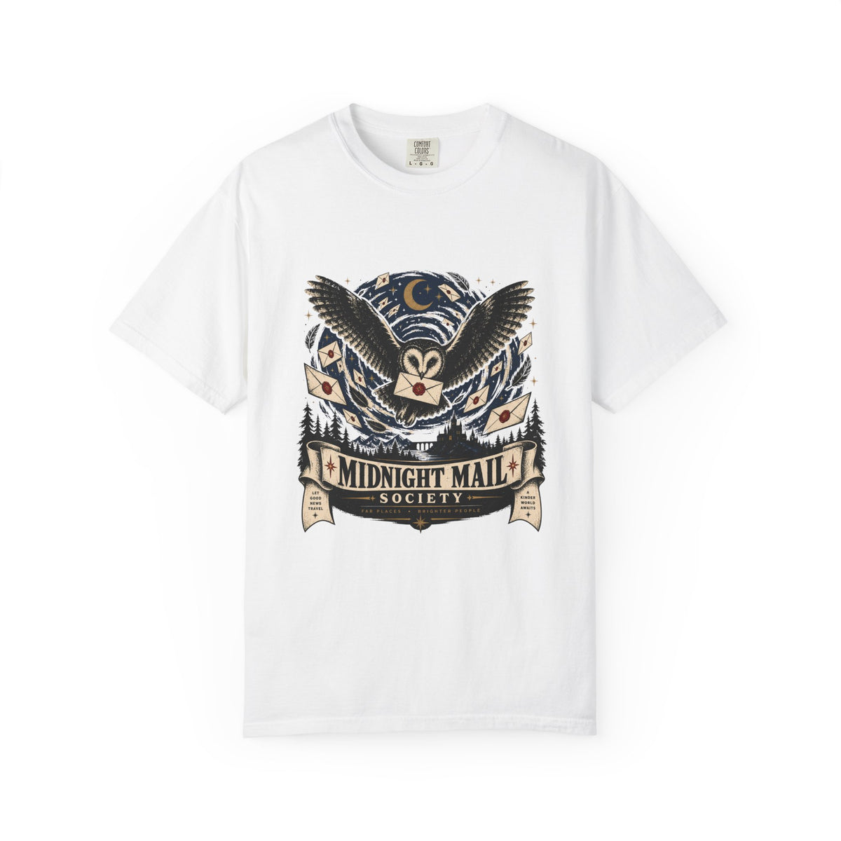 Midnight Mail Society T-Shirt — Vintage Owl Mailman Graphic Tee