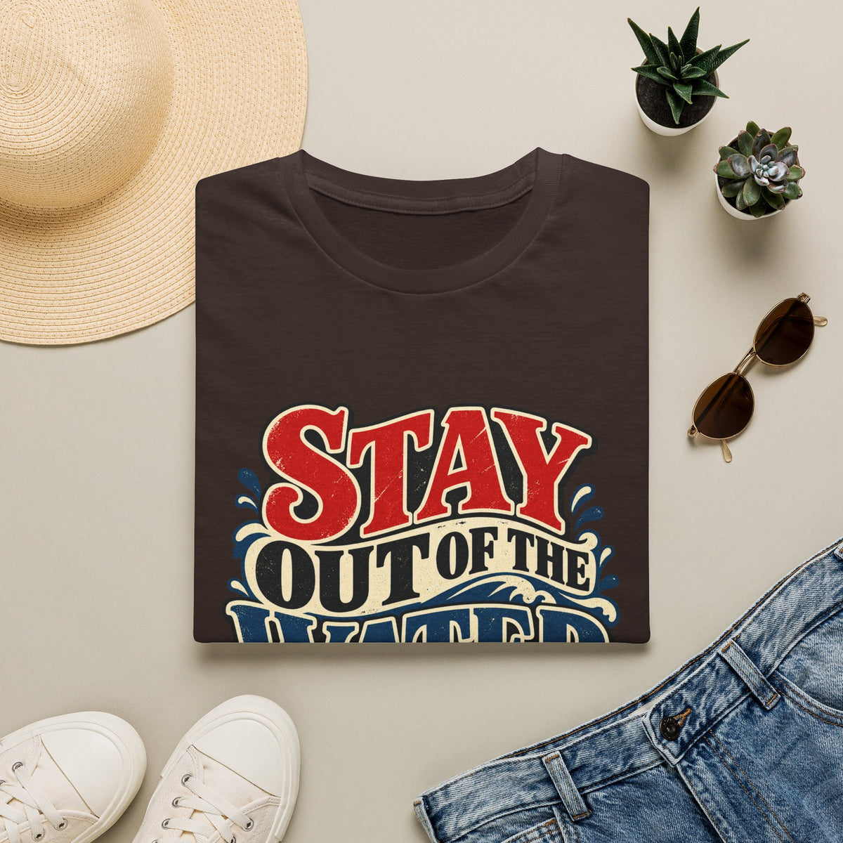 Stay Out of the Water T-Shirt — Vintage Surf Safety Graphic Tee