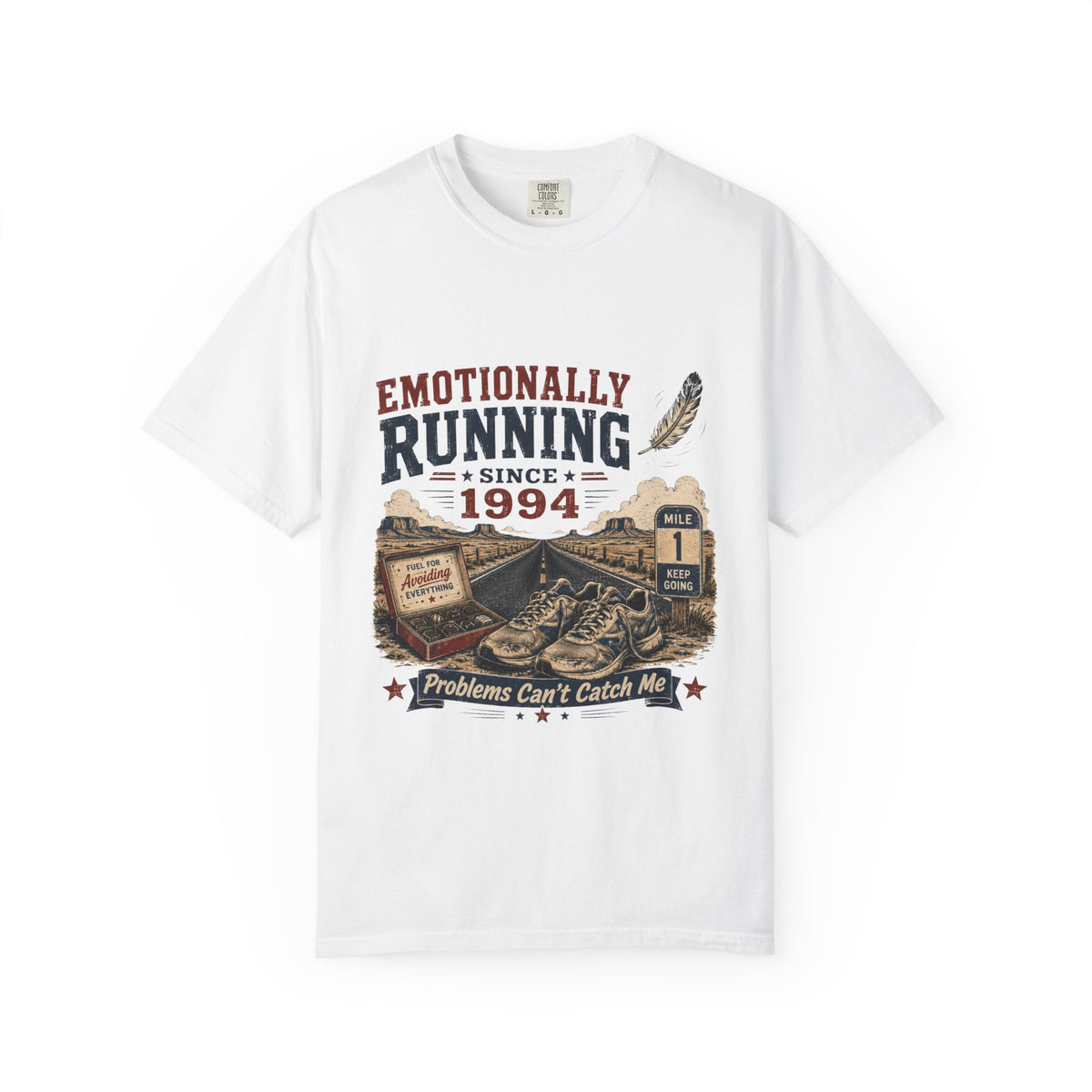 Emotionally Running Since 1994 T-Shirt — Vintage Road Trip Graphic Tee
